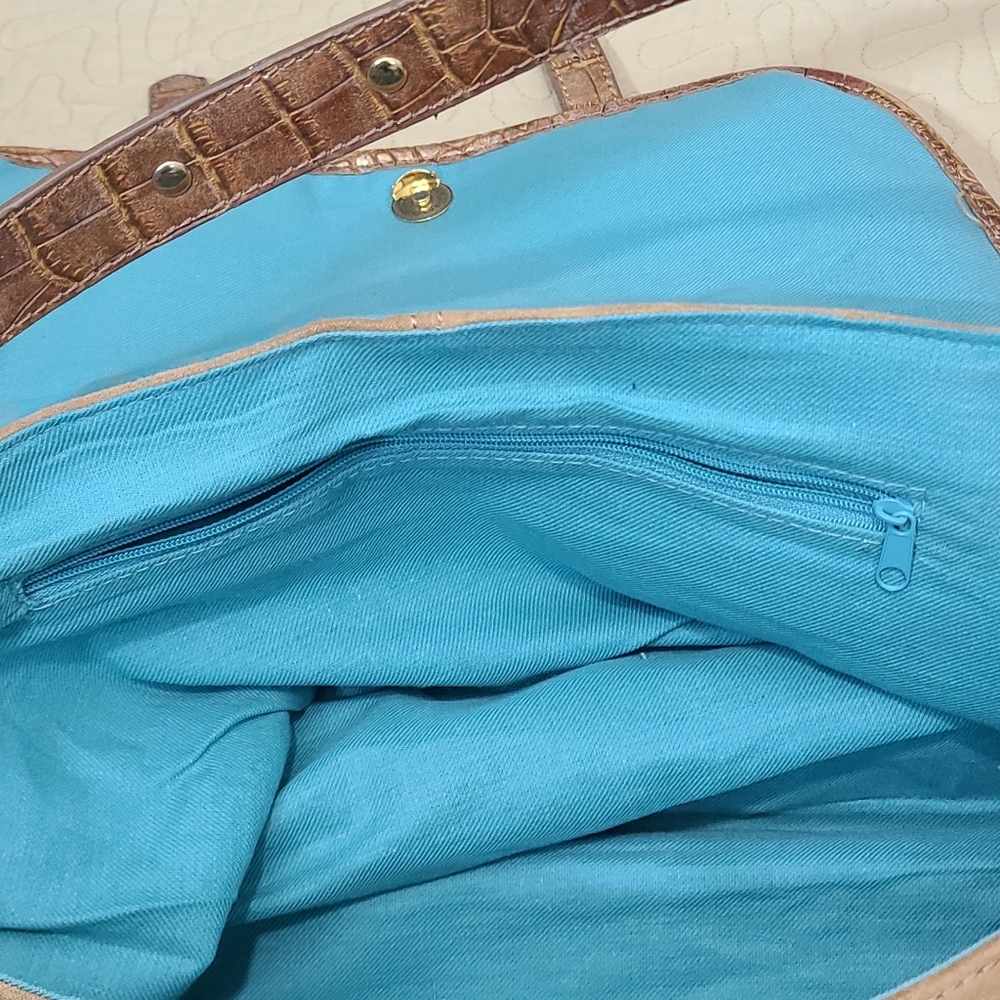 Camel Suede and Crocodile boho shoulder bag - Picture 5 of 12